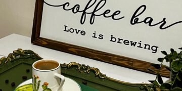 charming coffee bar setup with espresso cup